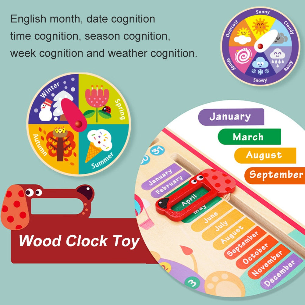 Wooden Calendar Clock - Frog