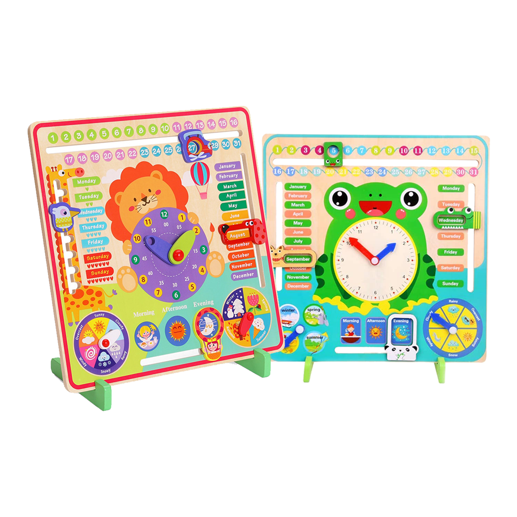 Wooden Calendar Clock - Frog