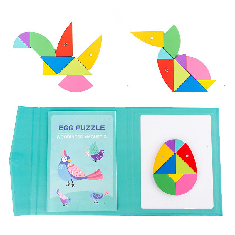 Magnetic Wooden Tangram Puzzle Book - Egg