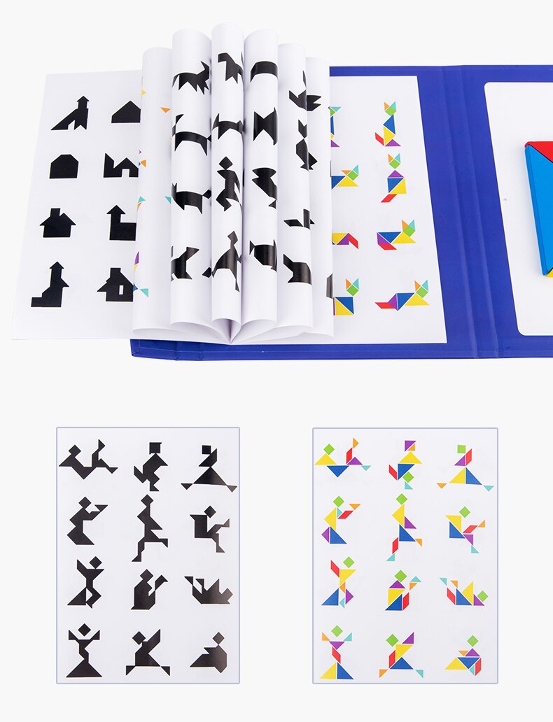 Magnetic Wooden Tangram Puzzle Book - Heart