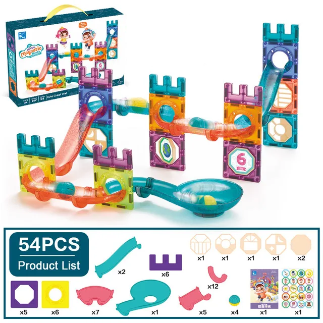 Magnetic Tiles Ball Run Set - Non LED - 54 Pieces