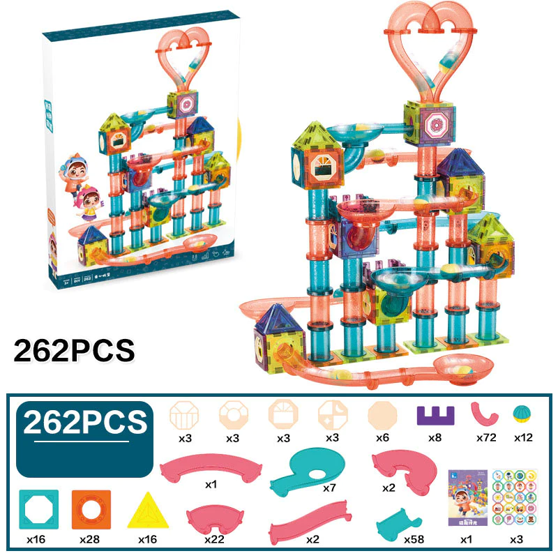 Magnetic Tiles Ball Run Set - Non LED - 262 Pieces