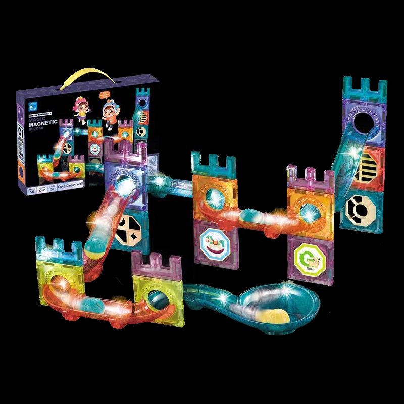 Magnetic Tiles Ball Run Set - LED - 56 Pieces