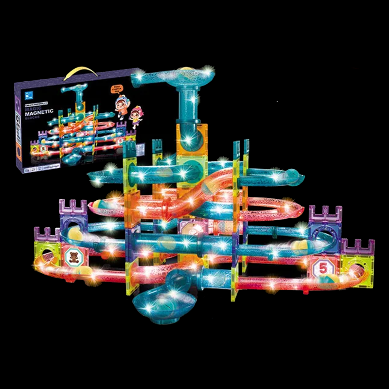 Magnetic Tiles Ball Run Set - LED - 166 Pieces