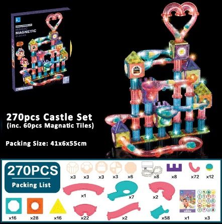 Magnetic Tiles Ball Run Set - LED - 270 Pieces