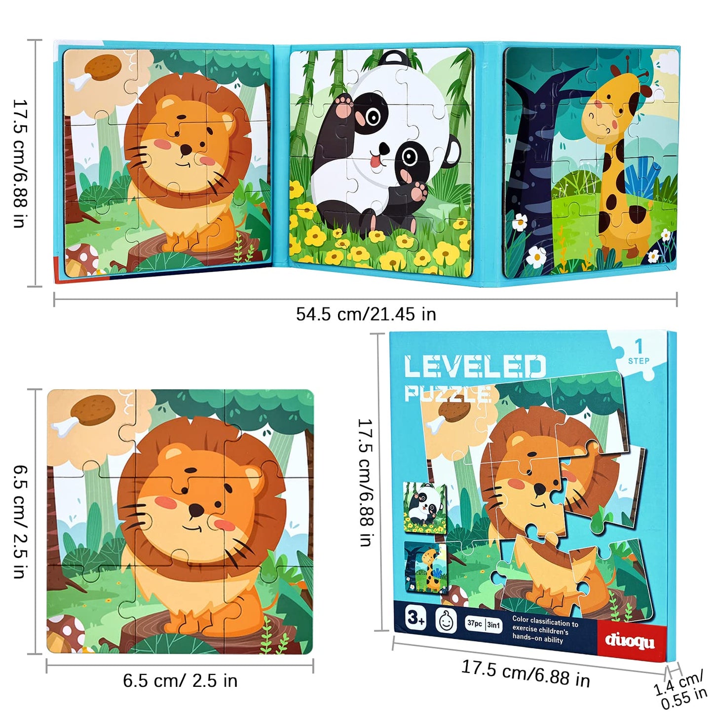 Magnetic 3 IN 1 Puzzles Book - Leveled Jigsaw