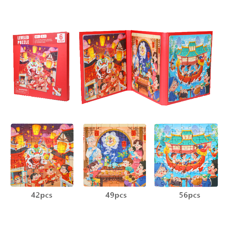 Magnetic 3 IN 1 Puzzles Book - Leveled Jigsaw