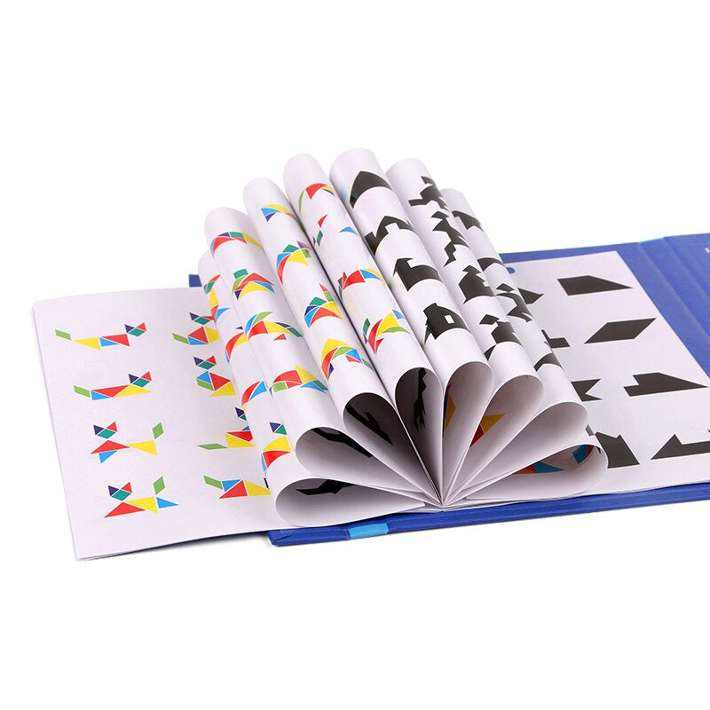 Magnetic Wooden Tangram Puzzle Book - Basic + T-Shape