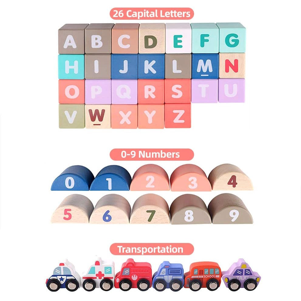 Wooden City Building Blocks Set - 115 Pieces