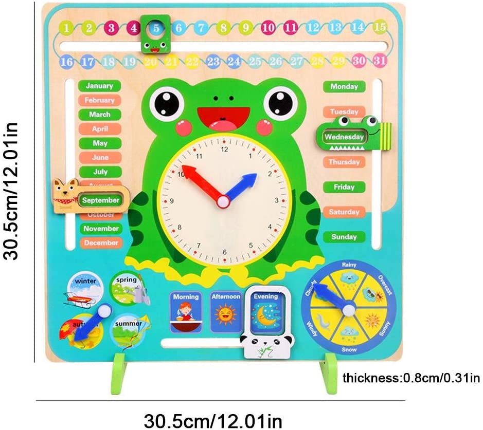 Wooden Calendar Clock - Frog