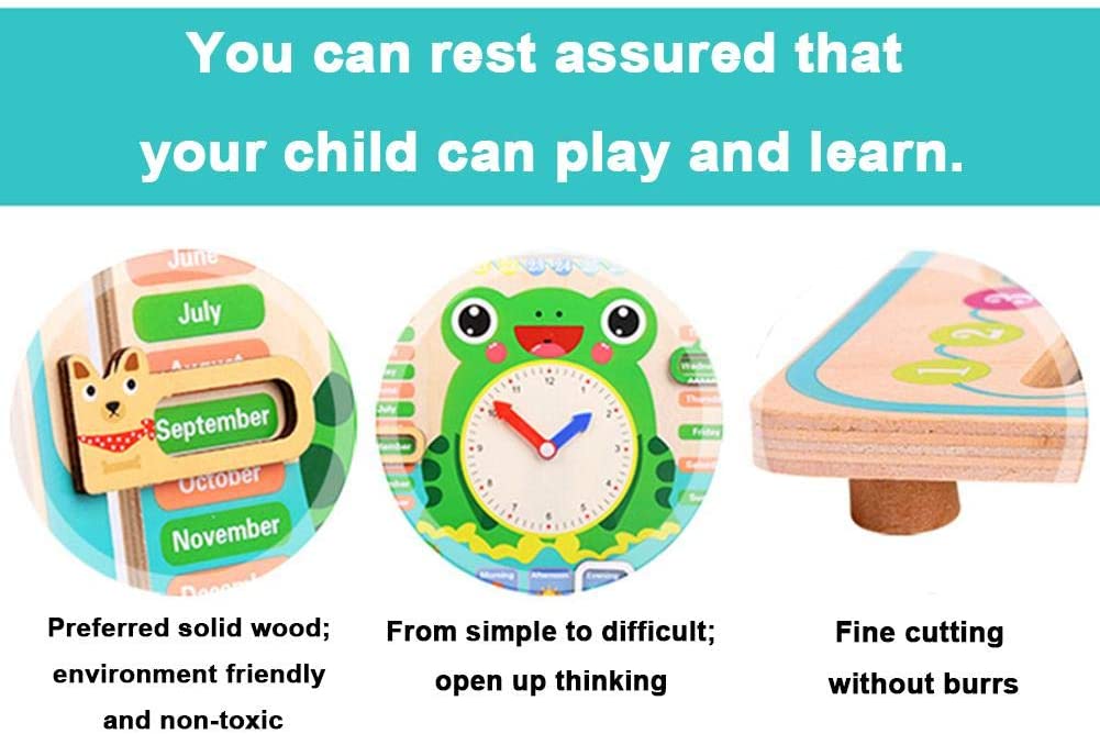 Wooden Calendar Clock - Frog