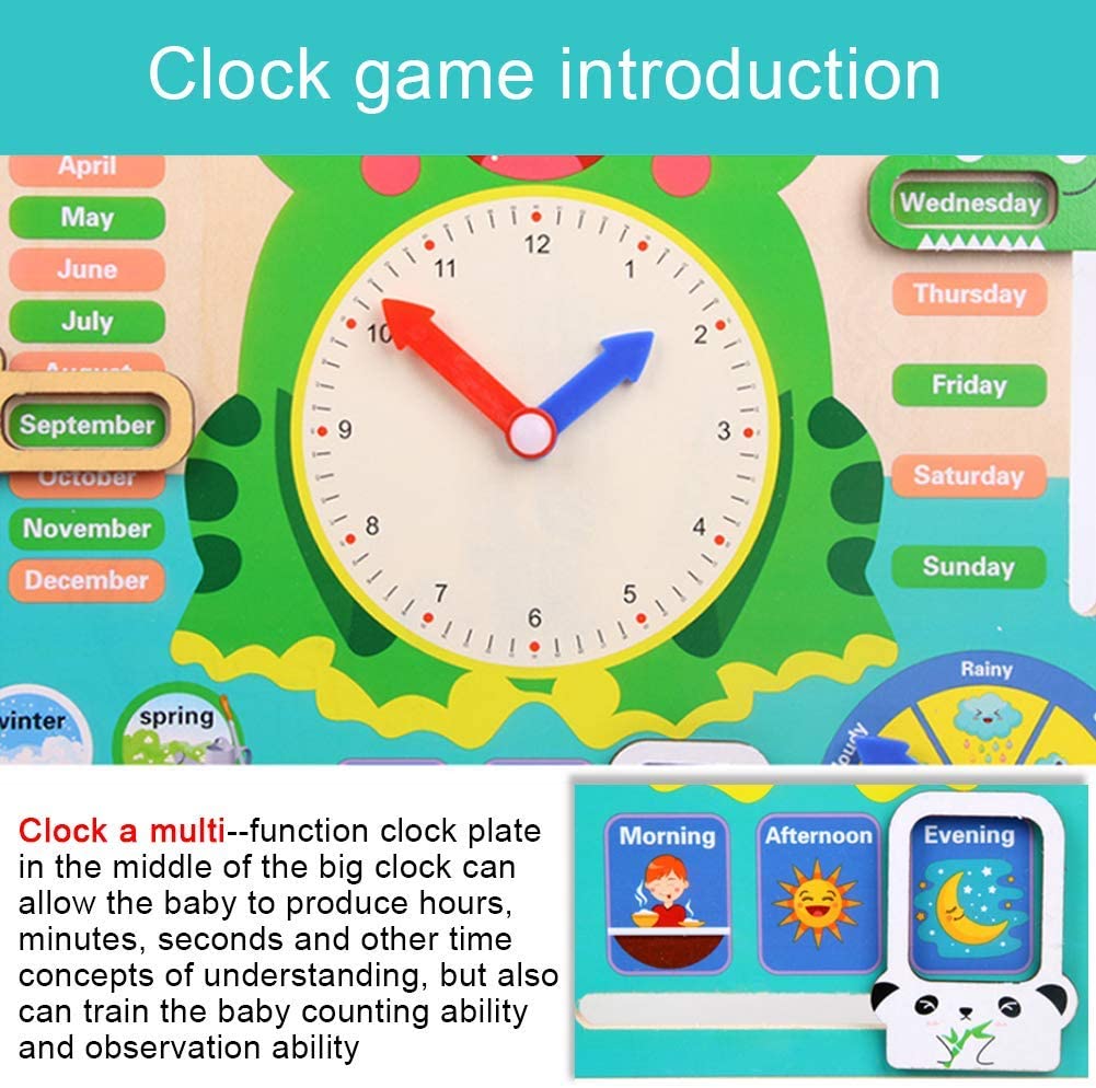 Wooden Calendar Clock - Frog