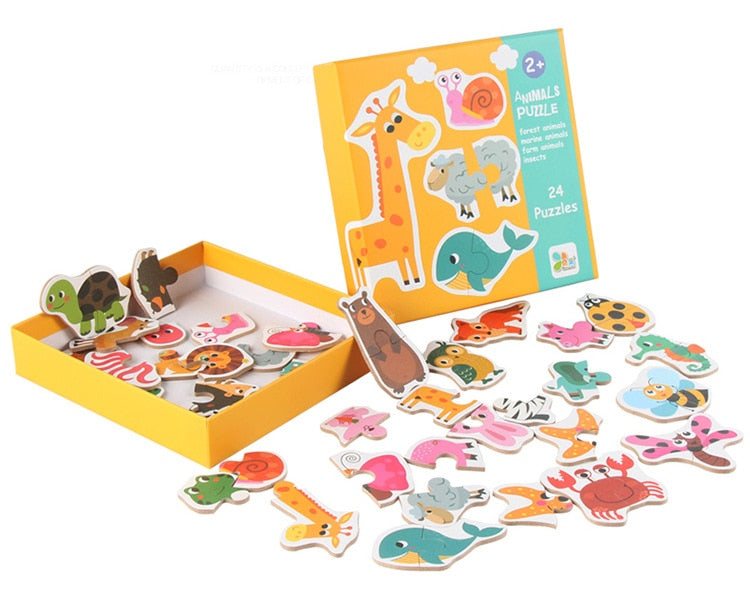 Montessori Matching Puzzles - Animals, Fruits & Vegetables, Traffic