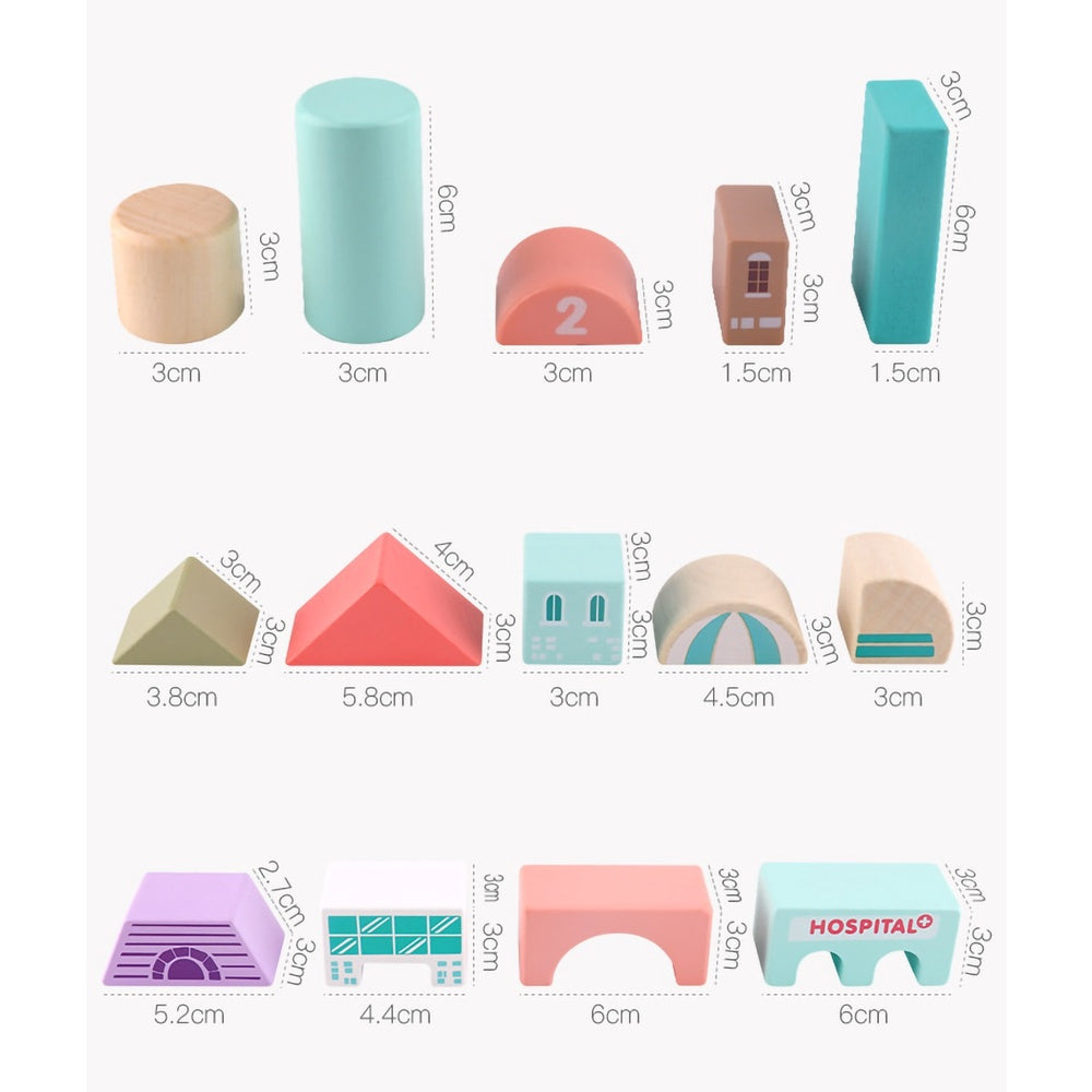 Wooden City Building Blocks Set - 115 Pieces
