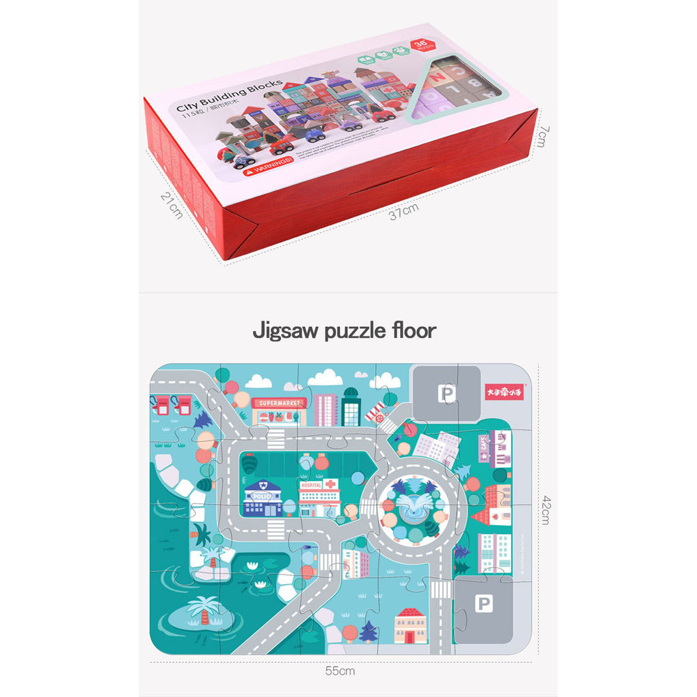 Wooden City Building Blocks Set - 115 Pieces