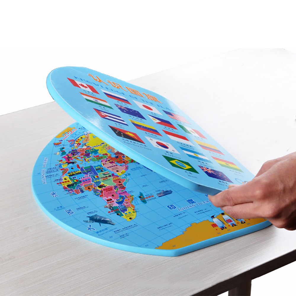 Wooden World Map Board With Country Flags Puzzle - XL