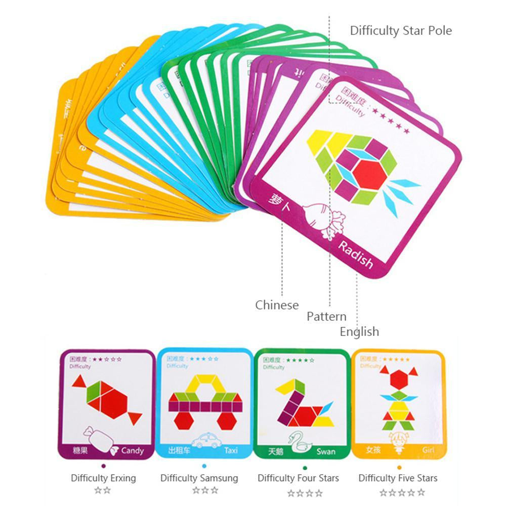 Wooden Pattern Blocks Set - 155 Pieces