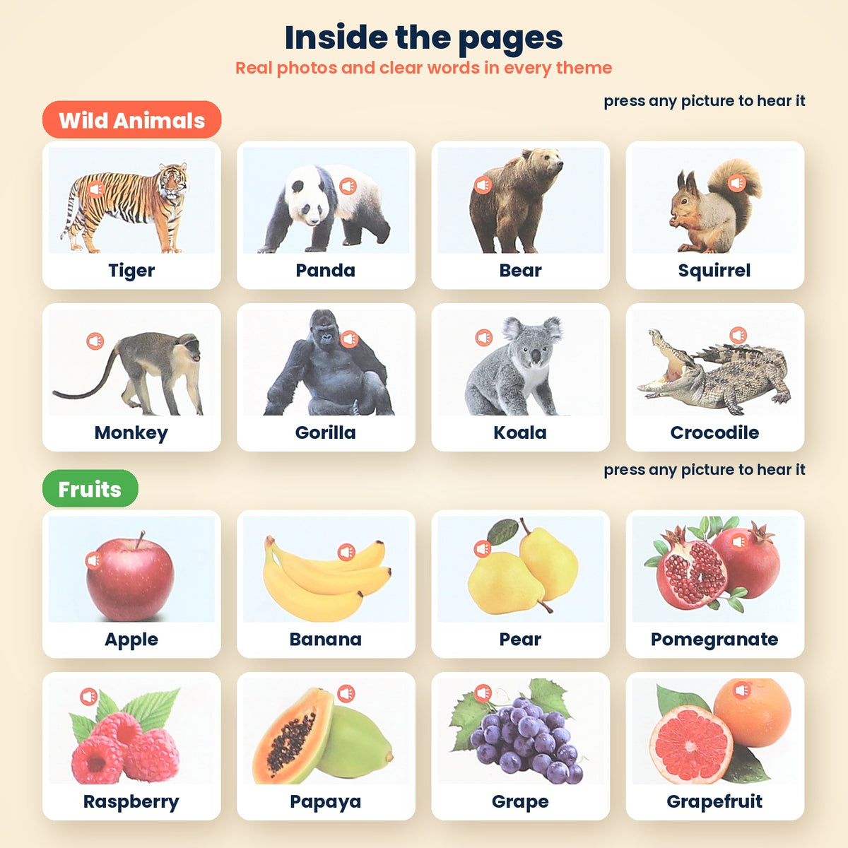 English Talking Sound Book | 470+ Words, 21 Themes, Piano | Ages 3+