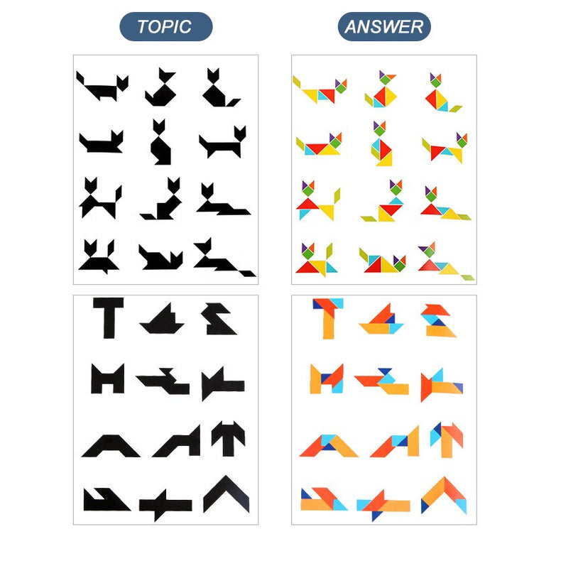 Magnetic Wooden Tangram Puzzle Book - Basic + T-Shape