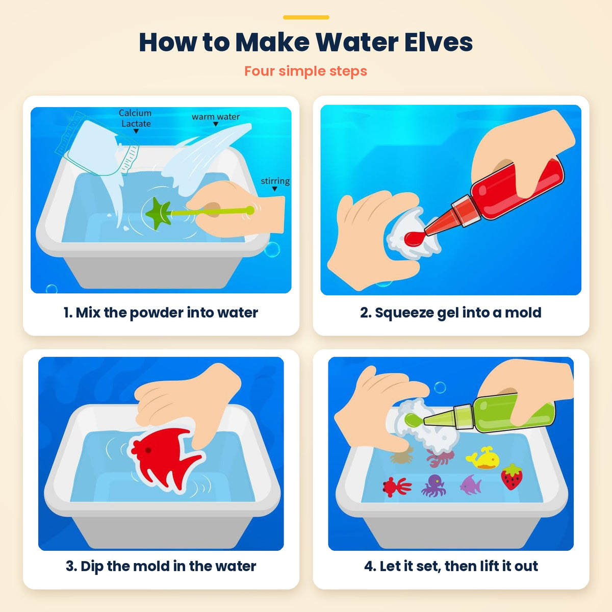 Magic Water Elf Gel DIY Kit | 12 Colours, 12 Moulds | Ages 3+