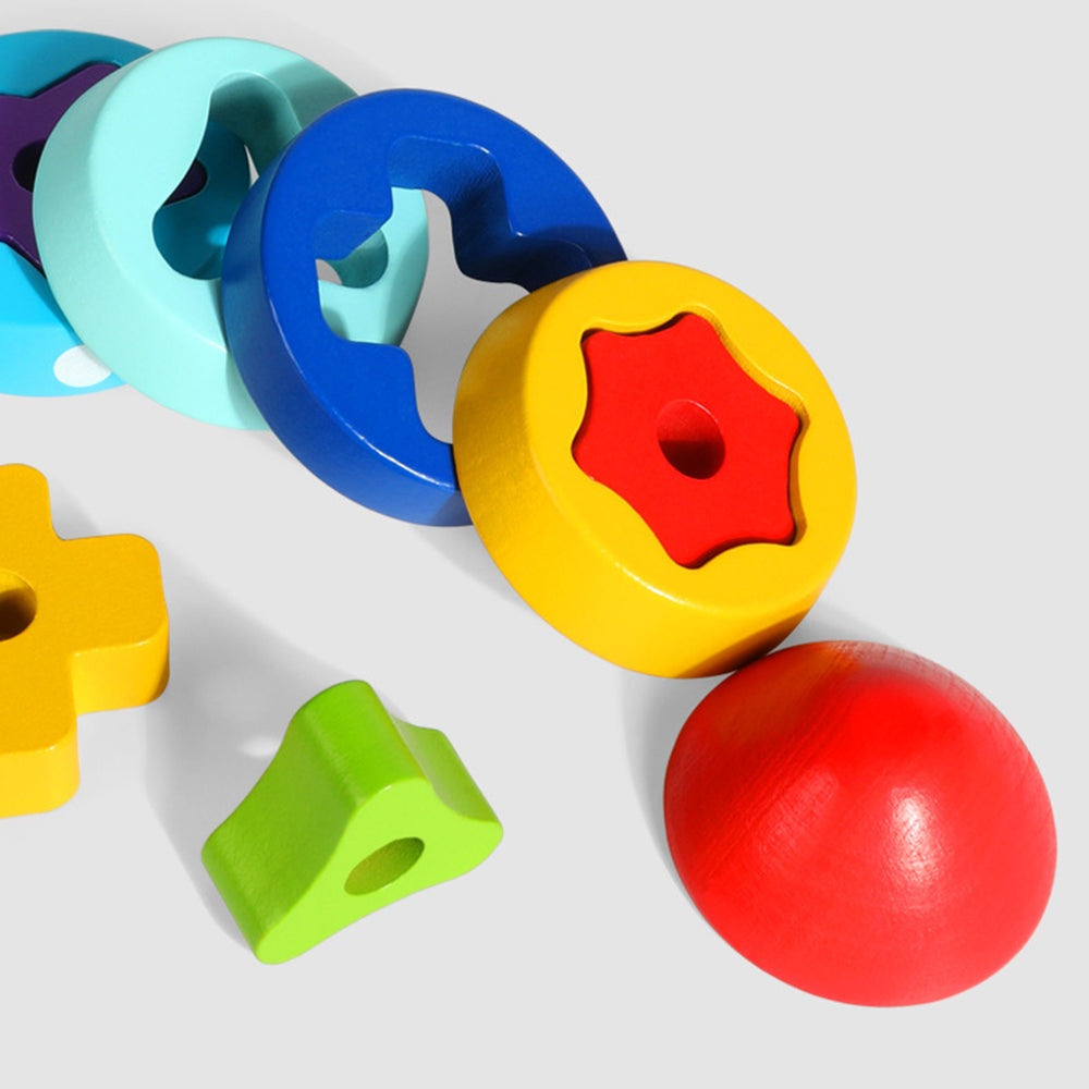 Wooden Shape Sorting and Stacking Rocket Tower