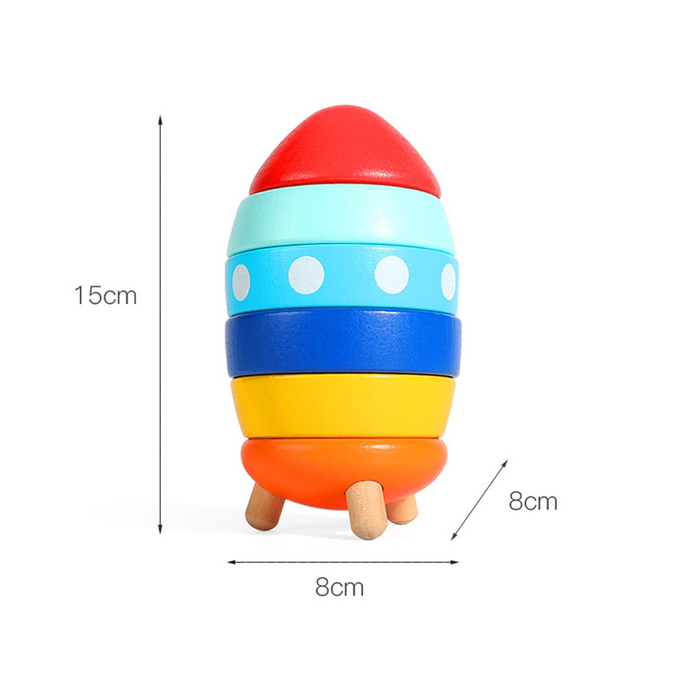 Wooden Shape Sorting and Stacking Rocket Tower