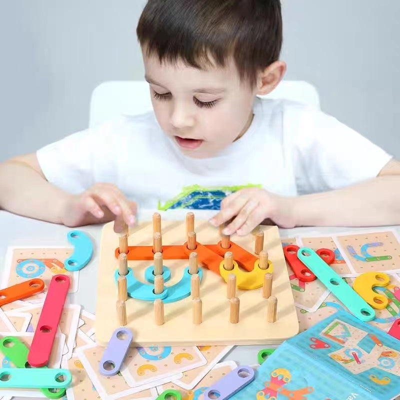 Wooden Montessori Pegboard Puzzle