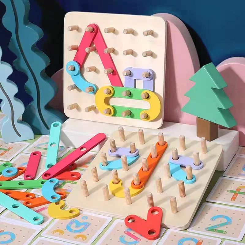 Wooden Montessori Pegboard Puzzle