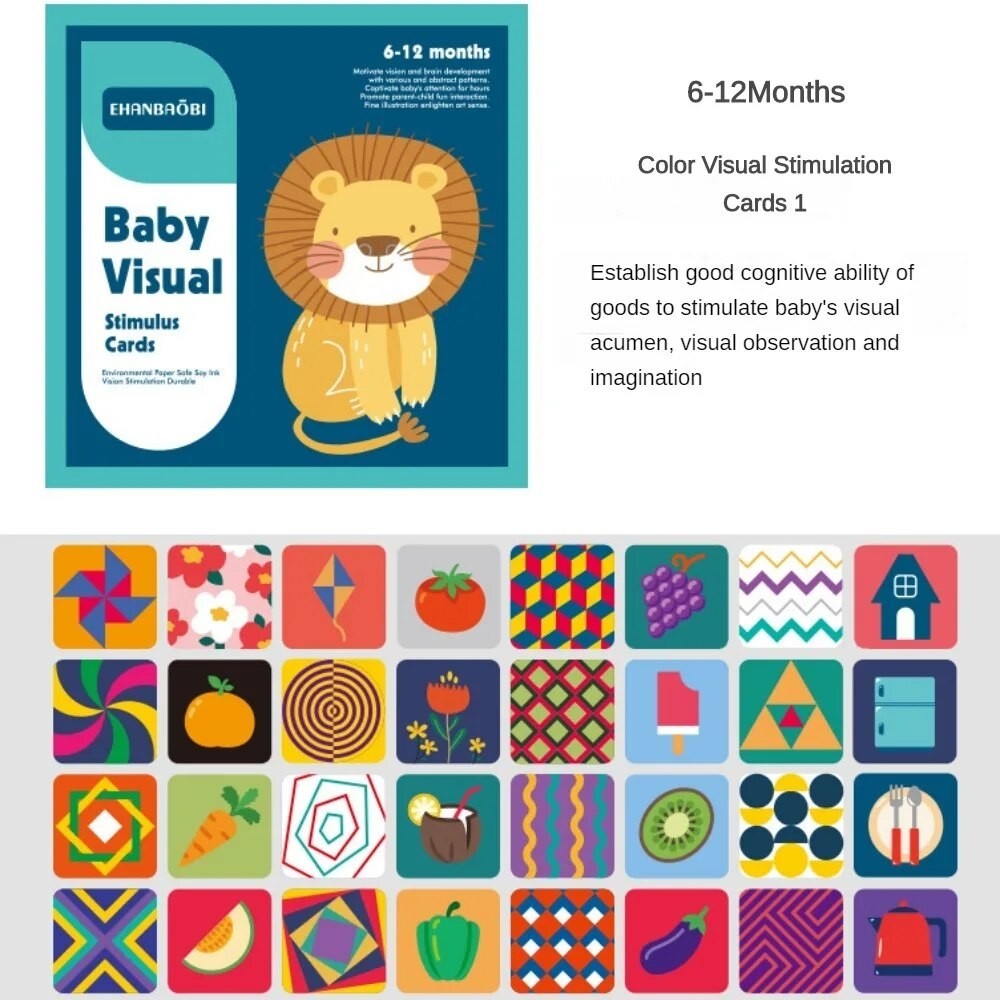 4 x Baby Visual Cards 0-36 Months Baby Black and White Flash Cards
