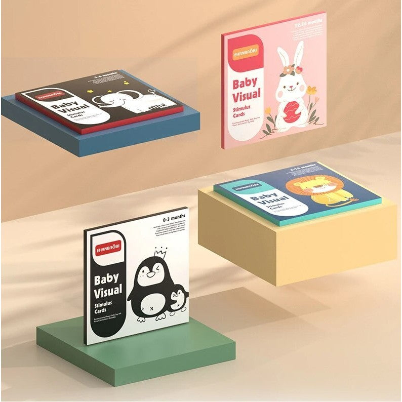 4 x Baby Visual Cards 0-36 Months Baby Black and White Flash Cards