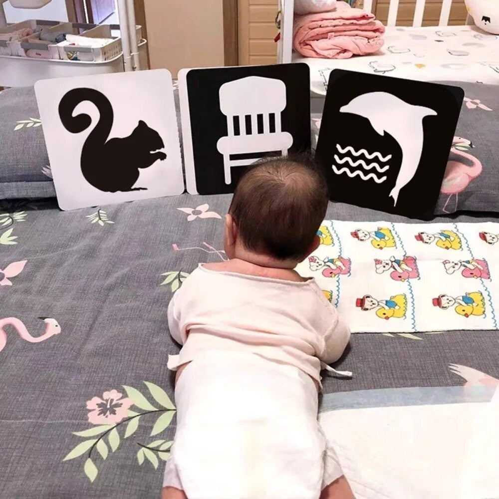 4 x Baby Visual Cards 0-36 Months Baby Black and White Flash Cards
