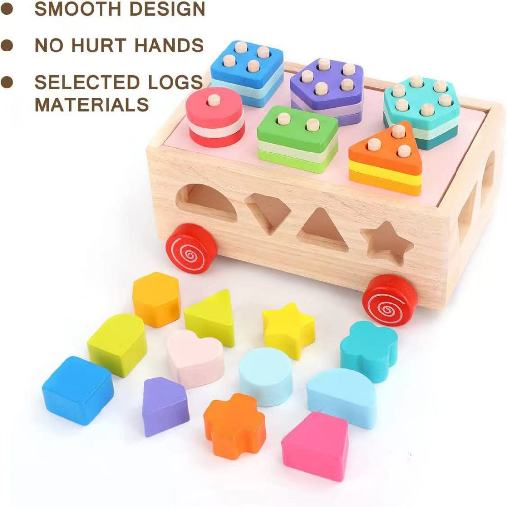 Wooden Shape Sorter Toys Geometric Blocks