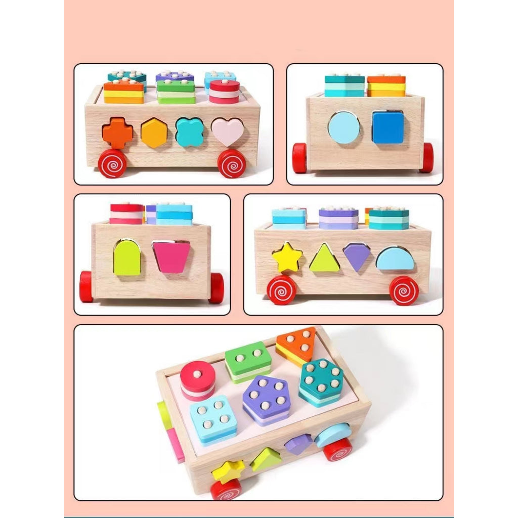 Wooden Shape Sorter Toys Geometric Blocks