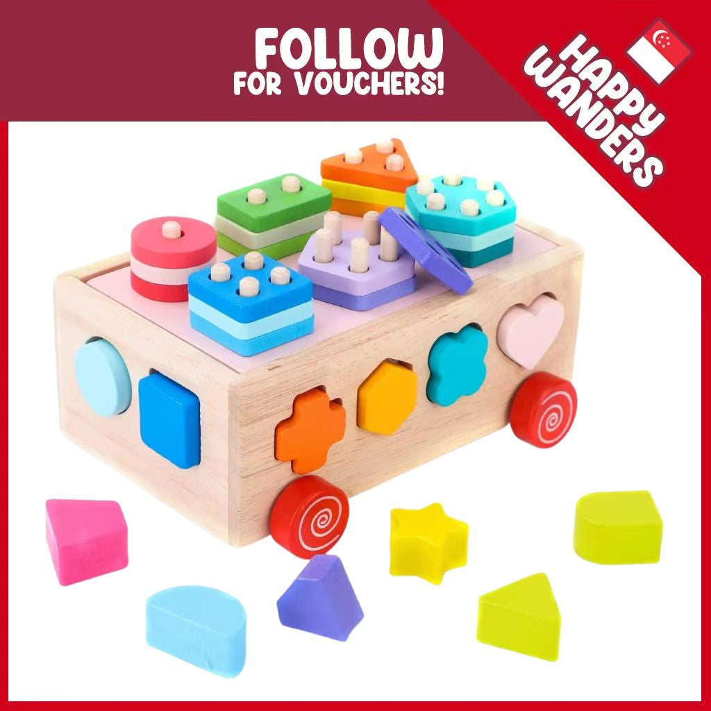 Wooden Shape Sorter Toys Geometric Blocks