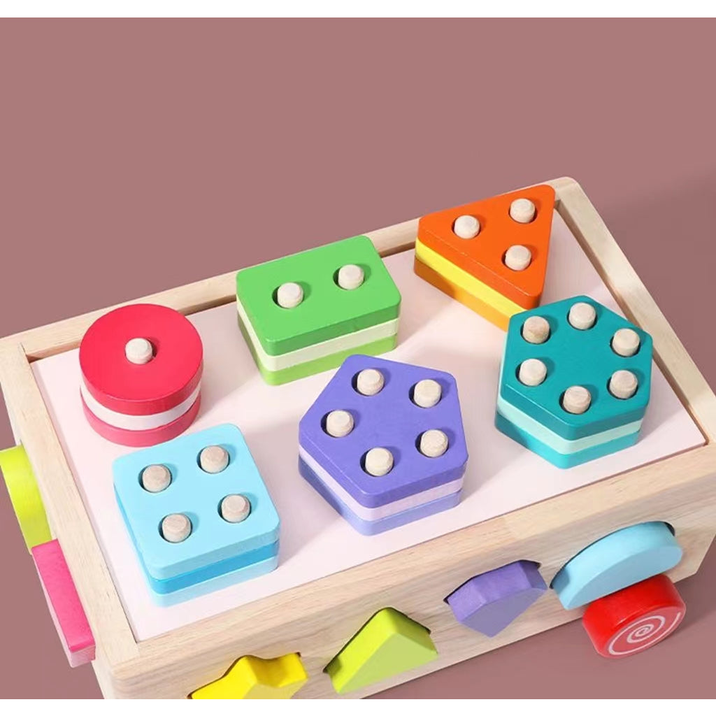 Wooden Shape Sorter Toys Geometric Blocks
