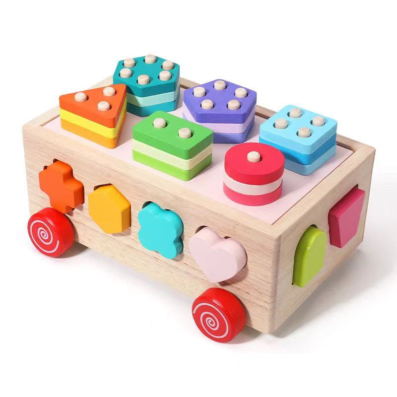 Wooden Shape Sorter Toys Geometric Blocks