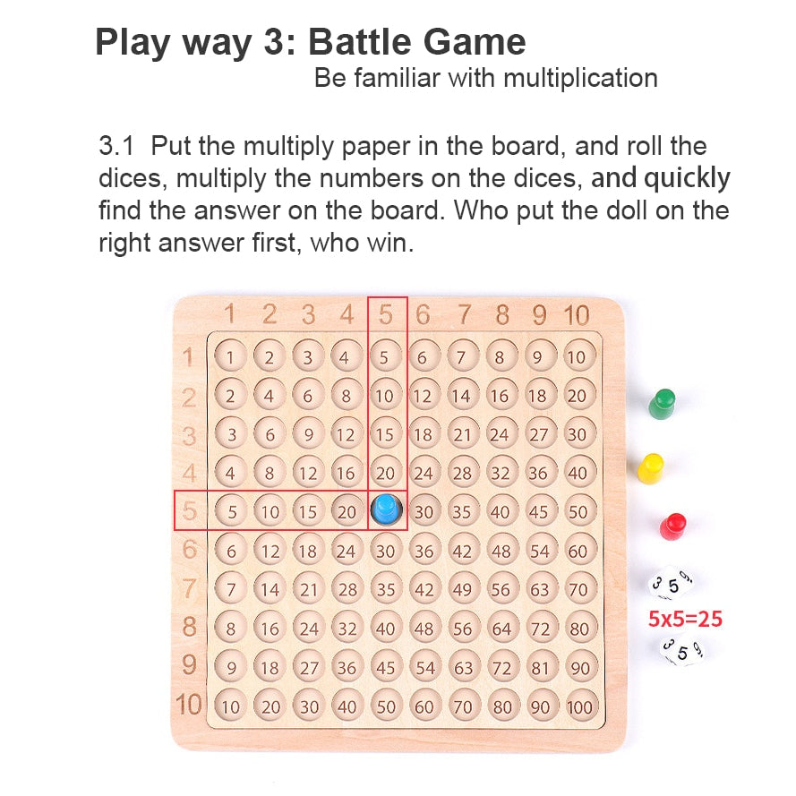 Wooden Montessori Multiplication Board Game