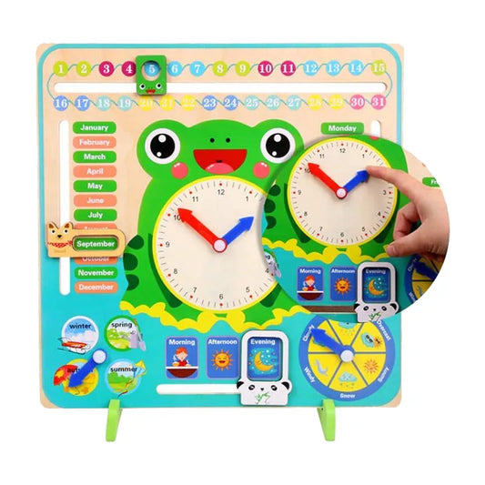 Wooden Calendar Clock - Frog