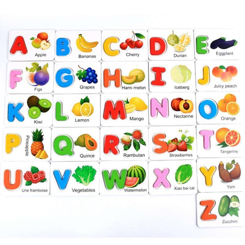 Wooden Alphabet Letter Matching With Flash Cards