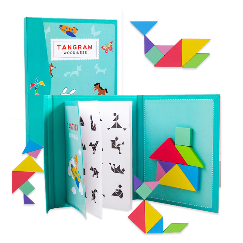 Magnetic Wooden Tangram Puzzle Book - Basic