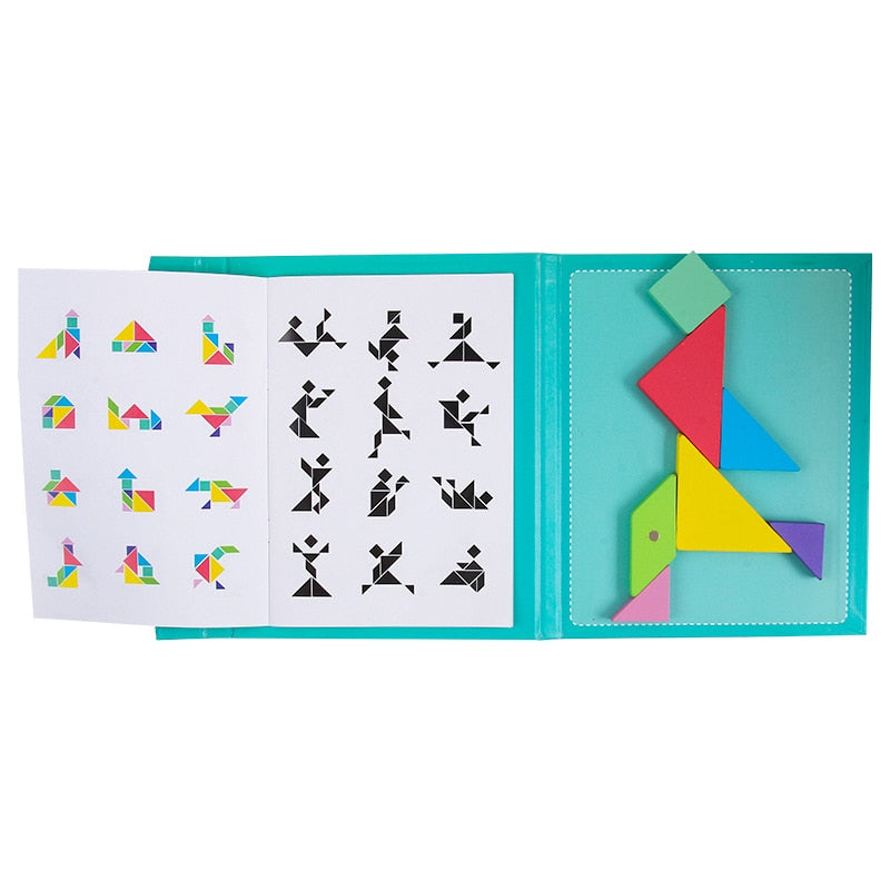 Magnetic Wooden Tangram Puzzle Book - Basic