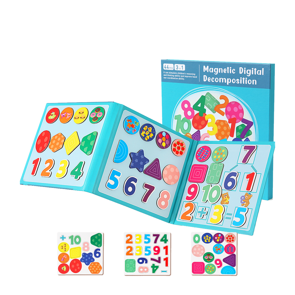 Magnetic 3 IN 1 Puzzles Book - Colour, Shape and Mathematics
