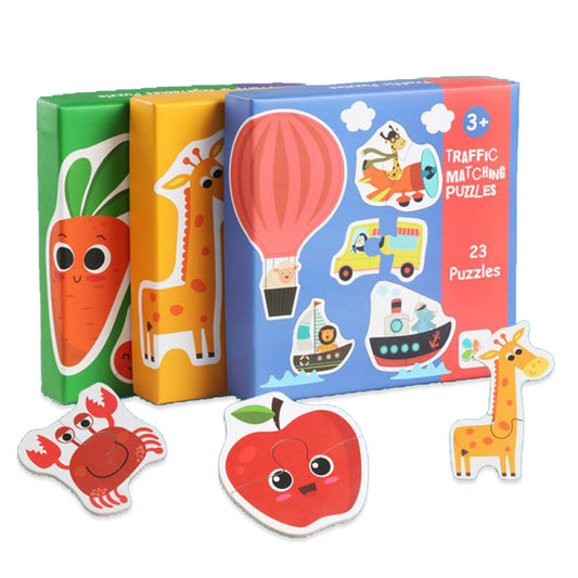 Montessori Matching Puzzles - Animals, Fruits & Vegetables, Traffic
