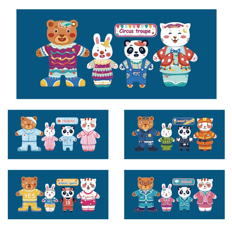 Magnetic Bear Family Dress Up Puzzle