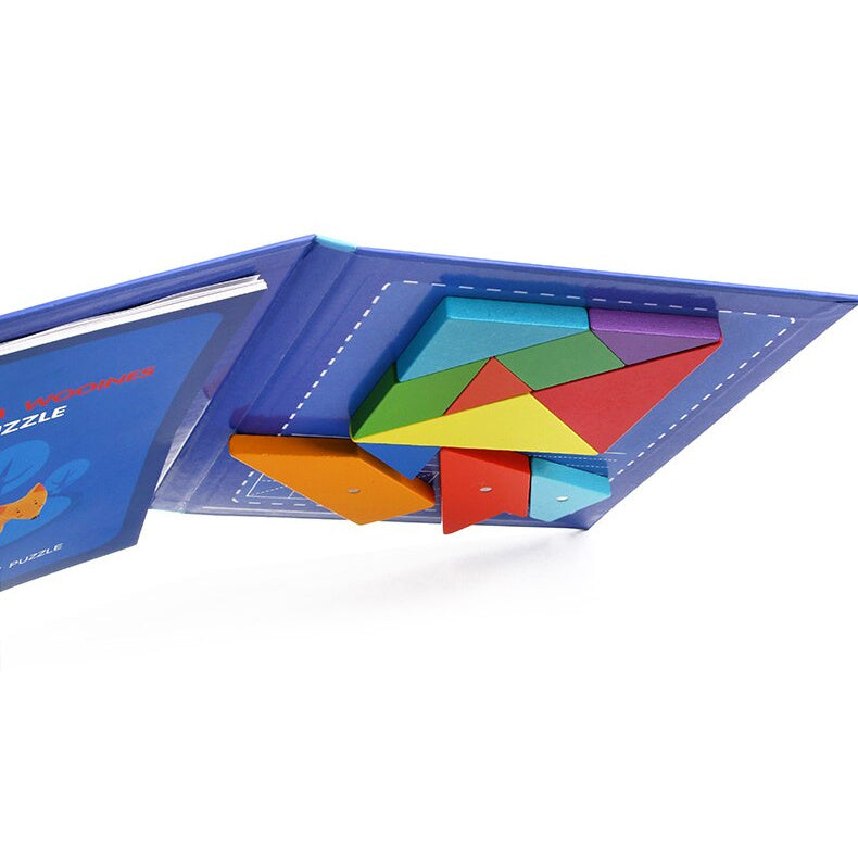 Magnetic Wooden Tangram Puzzle Book - Basic + T-Shape