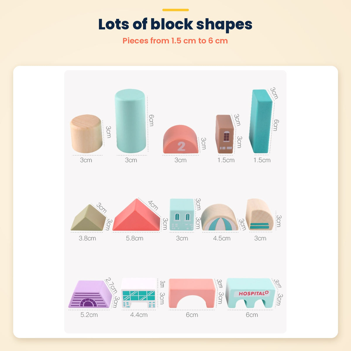 Wooden city building blocks – lots of block shapes
