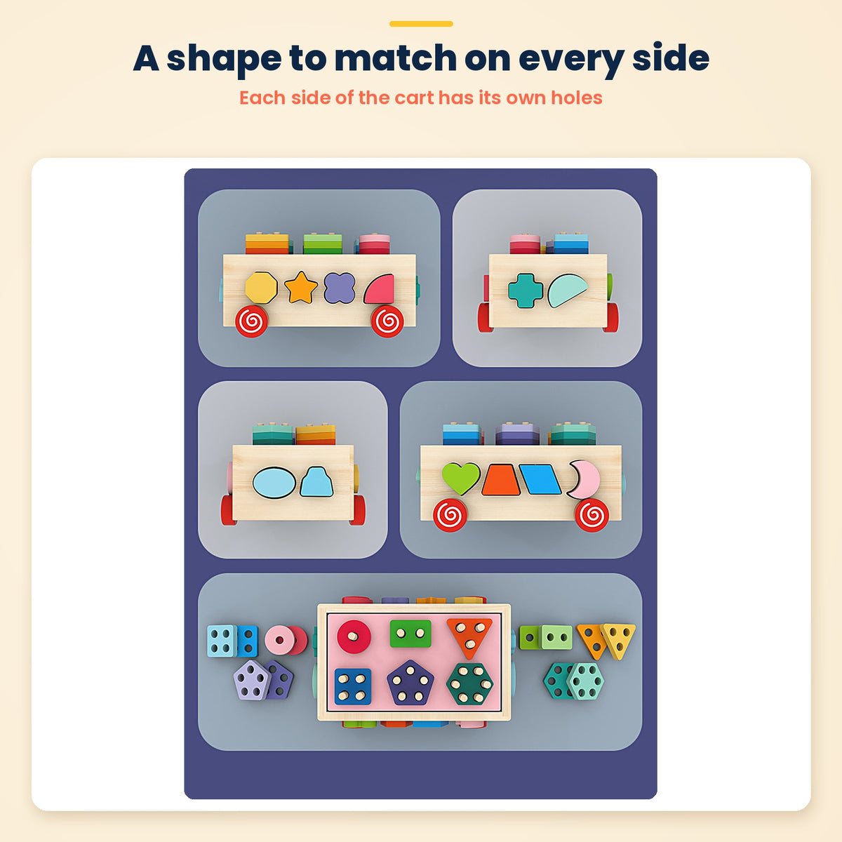 Wooden shape sorter – a shape to match on every side