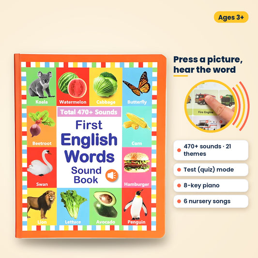 English Talking Sound Book | 470+ Words, 21 Themes, Piano | Ages 3+