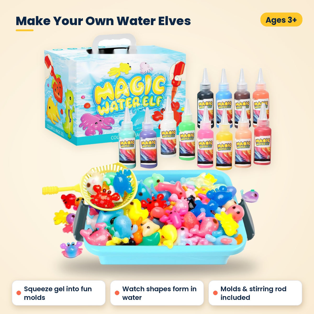 Magic Water Elf Gel DIY Kit | 12 Colours, 12 Moulds | Ages 3+