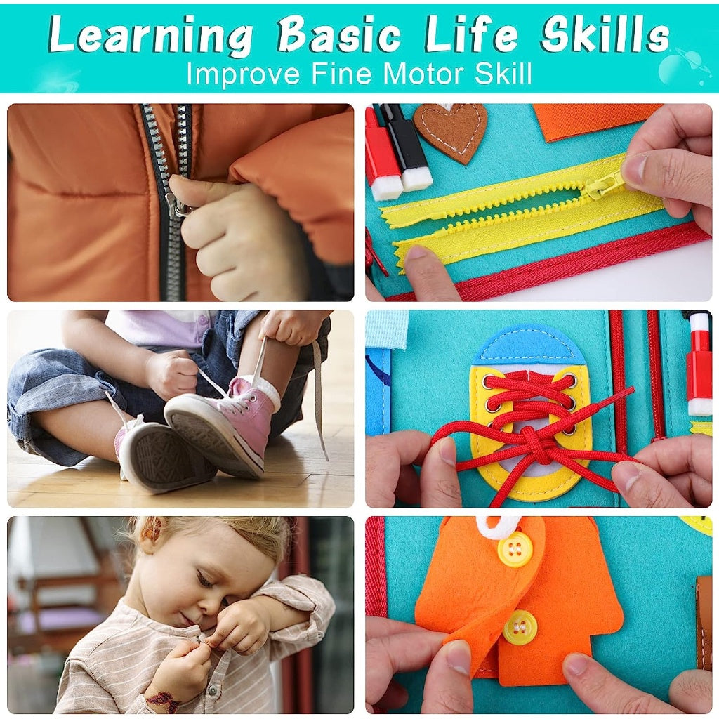 Montessori Sensory Activity Busy Board Felt Book – DuduToys